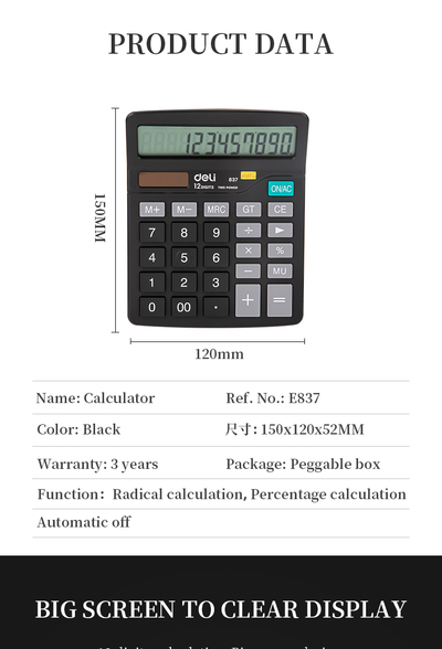 Kalkulator DELI 837 12digit i zi 1/20
