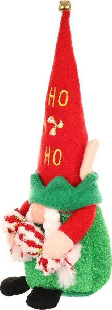 Figurinë dekoruese për Krishtlindje Saska Christmas Elf Gnome Dwarf, 28 cm, e kuqe me jeshile