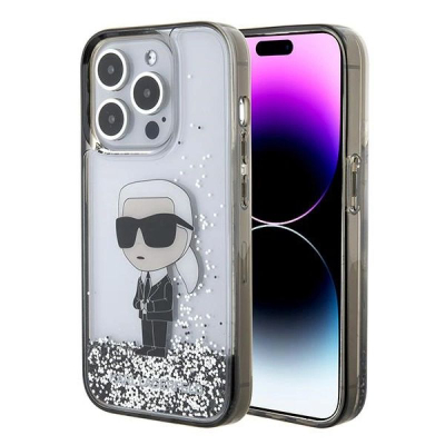 Mbulesë telefoni Karl Lagerfeld Glitter Ikonik për iPhone 15 Pro, hardcase, transparente