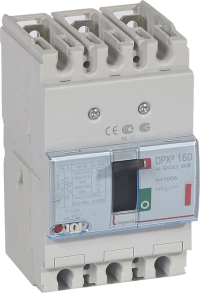 Ndërprës magnetotermik Legrand DPX³ 160 MT 3P 420085, 100A, 36kA, gri