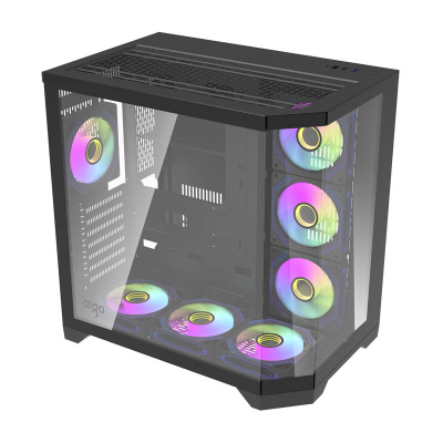 Kuti kompjuteri DarkFlash FT418 Pro, ATX MIDI Tower, 7 ventilatorë ARGB, e zezë