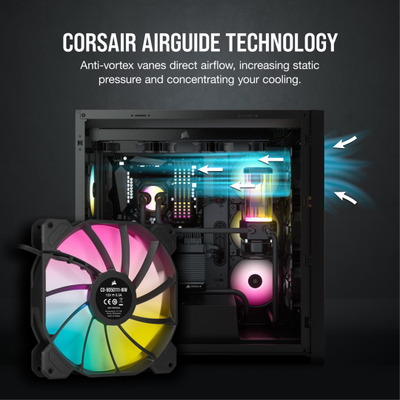 Ventilator kase Corsair SP140 RGB ELITE, 140mm, RGB, i zi