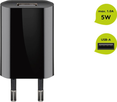 Karikues USB Wentronic 44949, për pajisje me bateri, i zi