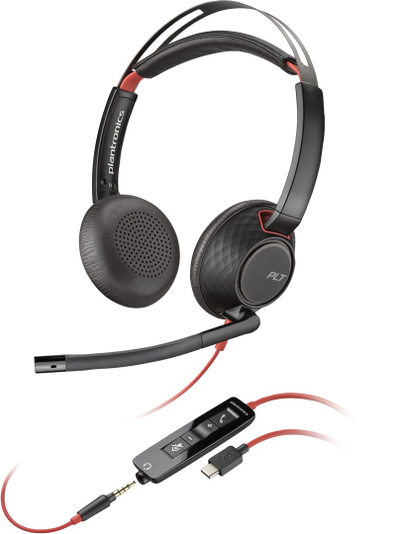 Kufje me kabllo Poly Blackwire 5220, stereo, USB‑C 3.5 mm, të zeza