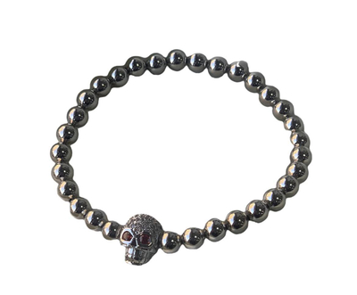 Byzylyk Dar Silver Skull Hematite, zirkon, i argjendtë