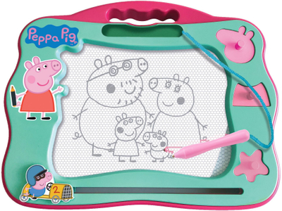 Tabelë vizatimi magnetike Peppa Pig Travel, me laps dhe 3 vula, 23.5 x 18 cm, mente rozë