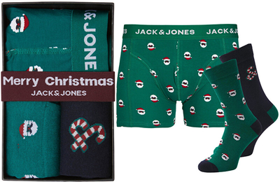 Set dhuratë për meshkuj Jack & Jones, mbathje + 2 palë çorape, të gjelbra