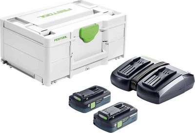 Set baterish dhe karikuesi Festool Energy Set SYS, 18V, 2x4.0Ah Li HighPower, me TCL 6 DUO