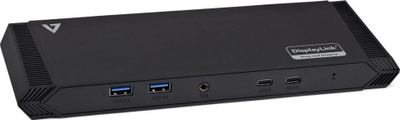 Docking station për laptop V7 DOCKUSBC, USB C, HDMI DVI, 65W, i zi