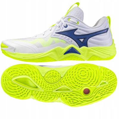 Патики за ракомет Mizuno Wave Momentum Elite, за внатрешни терени, бели неон