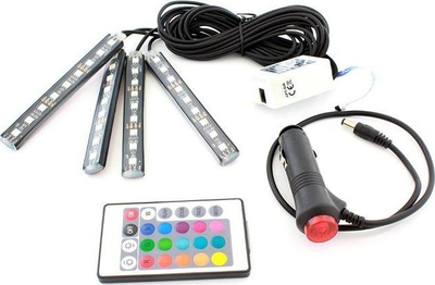 Ndriçim për brendësi makine ZD65A, 36 LED RGB, me telekomandë, i zi