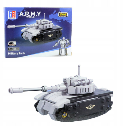 Lodra konstruktore Army Robot 2 në 1, mjet ushtarak, shumëpjesëshe, gri e zezë