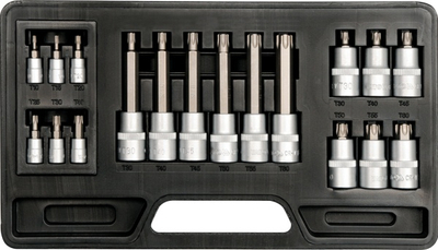 Set çelësash Torx YATO YT-7751, 18 copa, çelik krom vanadium, ngjyrë argjendi