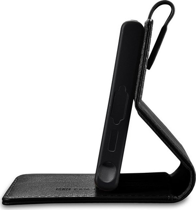 Kapak portofol Samsung iCarer Wallet Case Galaxy S23 Ultra, lëkurë natyrale, me qëndrim, i zi