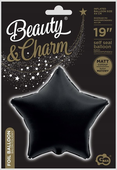 Balonë folie Godan B&amp;C Star, 19", yll, e zezë matte