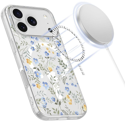 Mbulesë telefoni Tech-Protect FlexAir MagSafe për iPhone 17 Pro, TPU fleksibël, me dizajn lule, transparente