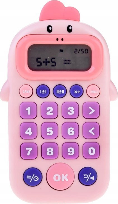 Lodër kalkulator për kalamaj ZA4816, mësim matematike, xhepi, rozë