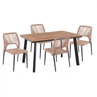 Set Tavolinë 120×80 cm + 4 karrige me litar,"HM11534.02"