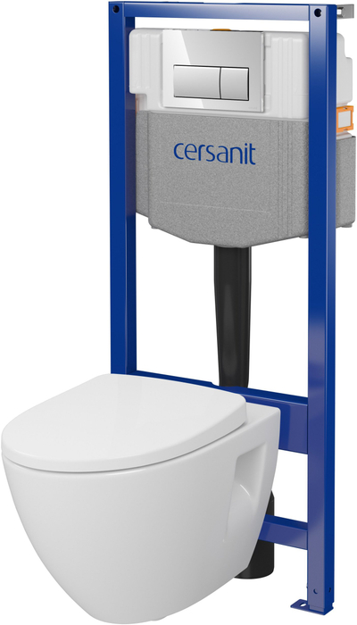 Set WC e varur Cersanit D216 Aqua 50 City, kornizë e fshehtë, buton dual, e bardhë