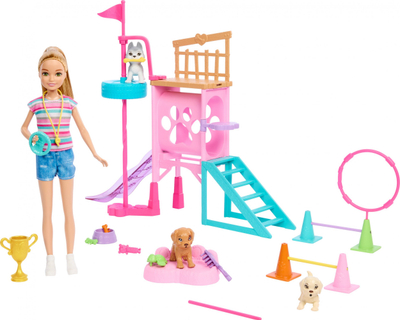 Set loje Barbie Stacie to the Rescue Puppy Playground, me kukull dhe 3 qenushë, shumëngjyrësh