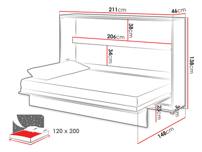 Krevat BED CONCEPT BC-05 120x200 horizontal,