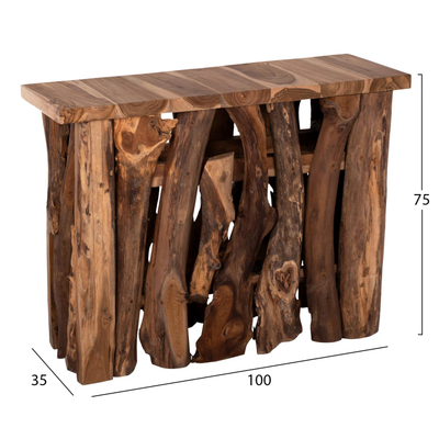 Konzolë teak natyral 100×35×75 cm (FB99336)
