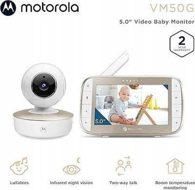 Monitor bebi me video Motorola VM50G, ekran, komunikim me audio, i bardhë