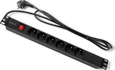 Listel rryme Qoltec Power strip 54470, 1U RACK, 6x French 16A, 2m, e zezë