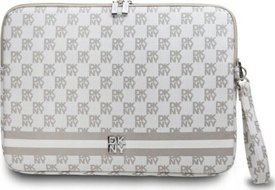 Mbulesë notebook DKNY PU Leather Checkered Pattern and Stripe, 15–16", beige