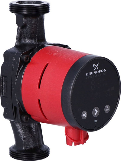 Pompe qarkulluese ngrohje Grundfos Alpha2 25-80/180, AUTOADAPT, me ekran dixhital, kuqe me të zezë