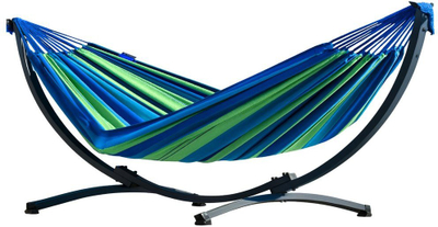 Hamak dyshe për kopsht DOUBLE GARDEN, me skelet çeliku, 200x120 cm, jeshile blu