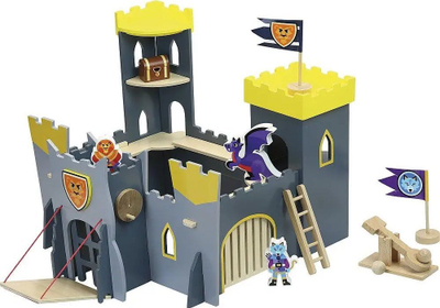 Lodër kështjellë druri Vilac My Castle So Strong, me figurina, gri verdhë