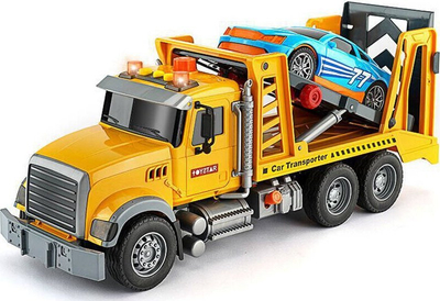 Set lodrash Lean Toys Roadside Assistance, kamion tërheqës 2 në 1 me drita dhe zë, veturë sportive blu, shumëngjyrësh