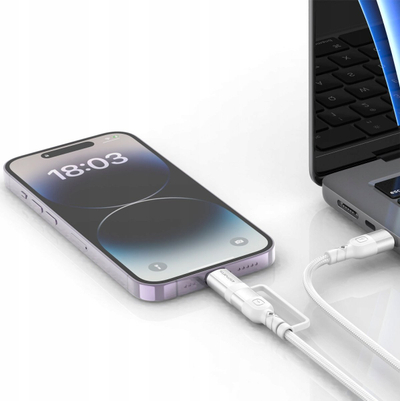 Kabllo USB 4smarts Combo Cord CL, USB C në USB C edhe Lightning, 1.5 m, e bardhë
