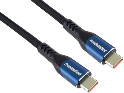 Kabllo USB C PremiumCord USB 3.2, 100W, 0.5m, stof pambuku