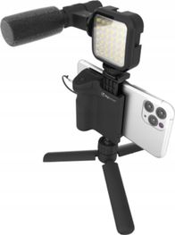Set vlogging DigiPower Vlogging Kit 4 pjesë, tripod, mikrofon shotgun, dritë LED, i zi