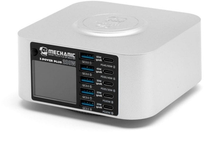 Stacion karikimi Mechanic X-Power Plus, 200W, 10 porta USB QC3.0 PD, karikim me valë 15W