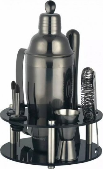 Set bartending Klausberg KB-7581, 9 pjesë, bazë akrilike, i zi