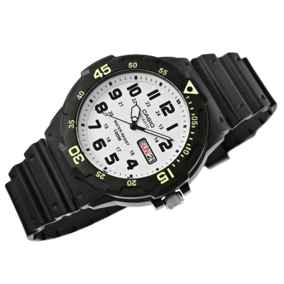 Ora dore Casio MRW-200H-7BVDF, për meshkuj, rrip gome, e bardhë