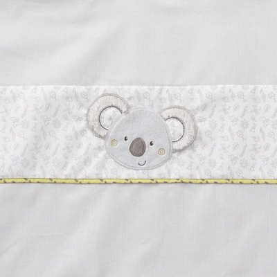Komplet jorgani për bebe Fehn Bedding Koala, 80 x 80 cm, pambuk, i bardhë me gri të çelët