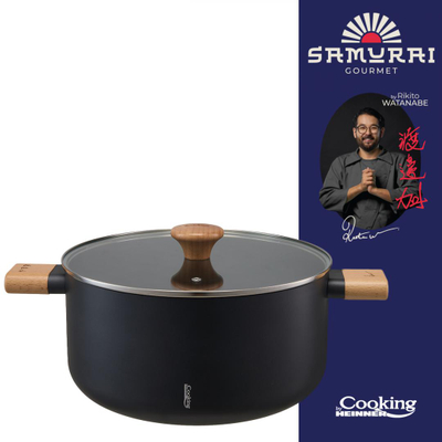 Tengere gjysmë e lartë Rikito Watanabe Samurai Gourmet, 28cm, 7.8L, me kapak xhami