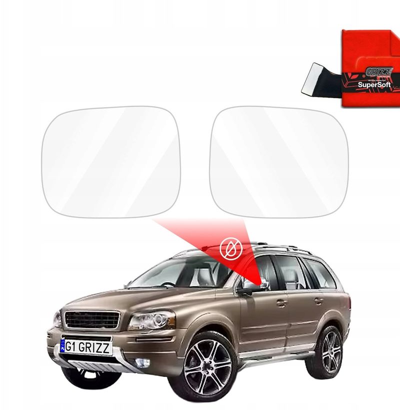 Folie pasqyre anësore GrizzGlass ZeroDrop, kundër shiut dhe mjegullës, për Volvo XC90 2002-2014, transparente