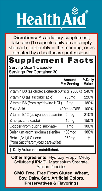 Kapsula Beta Glucan Complex nga HealthAid, 30 copë
