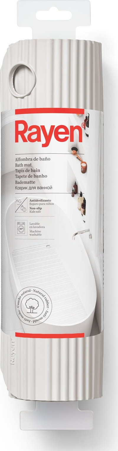 Tapet për vaskë RAYEN, gomë natyrale, 86x33cm, i bardhë