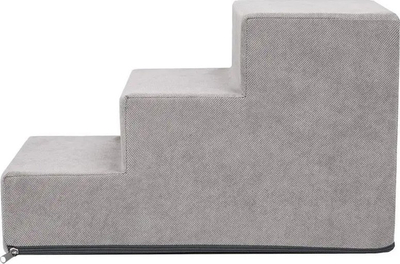 Скали за кучиња Hobbydog Small Stairs Savoy, полиуретанска пена, отстранлива навлака, сиво јасен