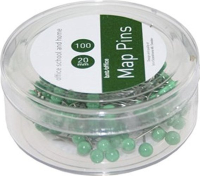 Gjilpëra harte BNT Map Pins, 4mm, 100 copë, jeshile