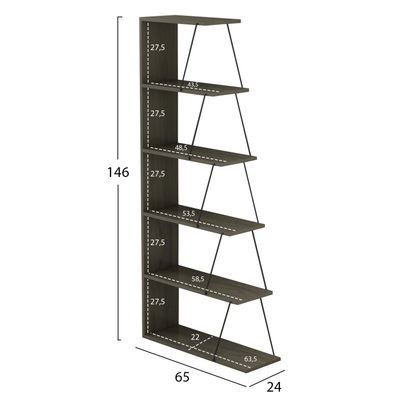 Raft për libra Mini Tars (HM2241.13), gri/ zezë