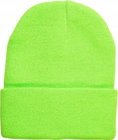 Kapelë beanie Green Neon, e thurrme, një masë, jeshile neon