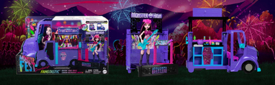 Set lodrash Mattel Monster High Draculaura Food Truck, kamion muzikor me skenë, shumëngjyrësh