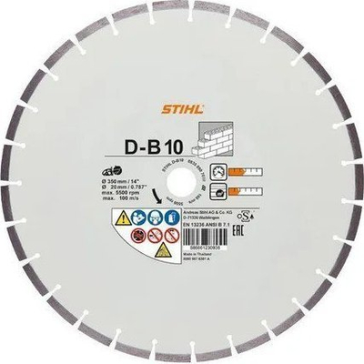 Disk prerës diamant Stihl D-B10 për beton, 350mm, bosht 20mm, gri